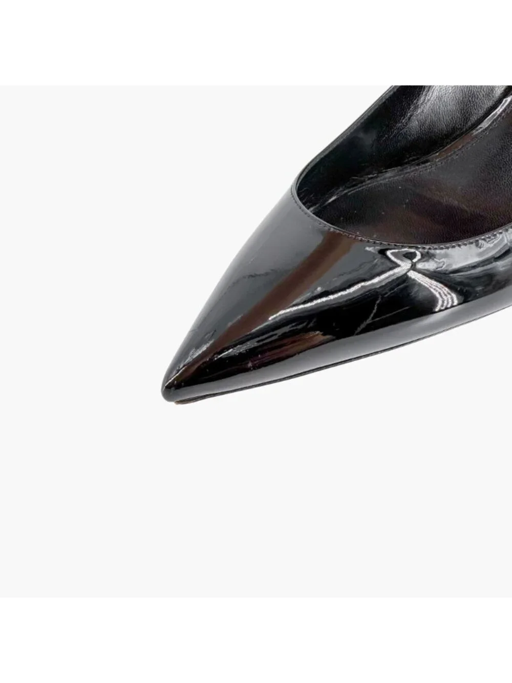 Saint Laurent Charlotte Pumps Heels Black Patent Size 39 US 9 Pointed Toe - Picture 13 of 15